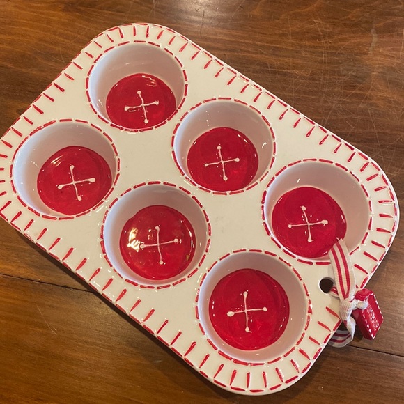 Mud Pie Other - NWT Mud Pie Homemade Muffin Pan Red White NEW